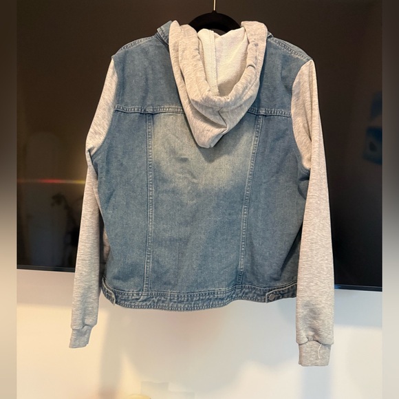 Denim and Gray Hoodie Jacket - Picture 3 of 5